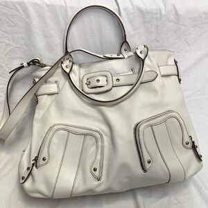 Cole Haan Oversized Leather Shoulder Bag in Winter White